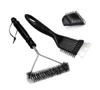 Fyfjur 2 Pièces Acier Inoxydable Brosse Barbecue, 2 in 1 Multifonctionnelle Brosse Metallique Grille Barbecue avec Grattoir pour Un Nettoyage en Profondeur(Noir)