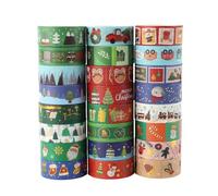 Fyfjur 24 Rouleaux Masking Tape Noel, Ruban Adhésif Décoratif, Washi Tape Noel pour Scrapbooking, Travaux Manuels, Emballage Cadeau (15MM)