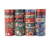 Fyfjur 24 Rouleaux Masking Tape Noel, Ruban Adhésif Décoratif, Washi Tape Noel pour Scrapbooking, Travaux Manuels, Emballage Cadeau (10mm/15mm/20mm/30mm)