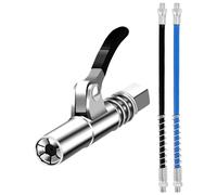 Fyfjur Embout Pompe A Graisse, Pompe à Graisse Pistolet avec 2 Pièces Tuyaux De 30 cm, Embout pour Graisseurs Standard M6 M8 M10 M12 M14