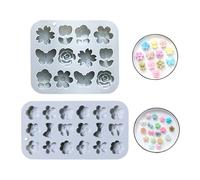 Fyfjur Moule Chocolat Silicone, 2 Pièces Moules Silicone Fleurs, Papillon et Cravate, Bac a Glacon, pour Gâteaux, Puddings, Glaçons, Chocolats, Pralines et Gelées (Bleu)