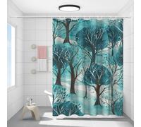 FYFMUSHE Rideau de douche moderne en bois pour salle de bain, forêt rustique, hiver, arbre coloré, rideau de bain en tissu polyester imperméable avec 12 crochets, décoration d'intimité pour baignoire