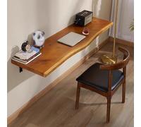 FYGZHMS Table de Bar Pliante Murale Industrielle en Pin Massif de 5 cm d'Épaisseur, Bureau Flottant avec Bord Naturel pour Petits Espaces, Établi Rabattable pour Cuisine(31.5" L x 17.7" W)