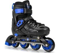 FYHART Patins en Ligne pour Enfants garçons Ajustables, Patins à roulettes, Filles et Jeunes Enfants, Patins à roulettes pour Enfants pour l'intérieur et l'extérieur (Noir et Bleu, M)