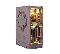 FYHCY Book Nook Kit d'insertion bibliothèque d'angle livre puzzle 3D DIY avec meubles en bois et lumière LED, œuvres musicales + housse anti-poussière, kits construction modèles