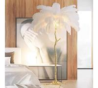 FYHCY Lampadaire, Lampe Plume d'Autruche avec 35 Plumes, Lampadaire en Résine Dorée, Grand Lampadaire, Convient pour Chambre et Salon, 170 x 110 cm C