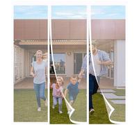 FYHDSH Moustiquaire Porte Magnétique, Magnétique Moustique, Rideau Anti Moustique,Montage Facile Et AdhéSif,Deux côtés ouverts, Pour Portes Coulissante Balcon, Double Porte Terrasse,Blanc-D-160x210cm