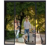 FYHDSH Moustiquaire Porte Magnétique, Magnétique Moustique, Rideau Anti Moustique,Montage Facile Et AdhéSif,Deux côtés ouverts, Pour Portes Coulissante Balcon, Double Porte Terrasse,Noir-B-270x210cm