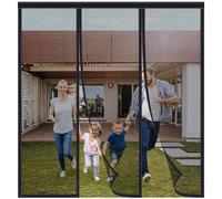 FYHDSH Moustiquaire Porte Magnétique, Magnétique Moustique, Rideau Anti Moustique,Montage Facile Et AdhéSif,Deux côtés ouverts, Pour Portes Coulissante Balcon, Double Porte Terrasse,Noir-D-160x210cm