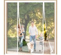 FYHDSH Moustiquaire Porte Magnétique, Magnétique Moustique, Rideau Anti Moustique,Montage Facile Et AdhéSif,Deux côtés ouverts, Pour Portes Coulissante Balcon, Double Porte Terrasse,Blanc-B-160x210cm