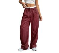 FYHTC Femme Jambe Droite Pantalon Maison Pantalon Ample Automne Vêtement Femme avec Hiver Vêtements Jambe Large Saisonnier(Red,Small)