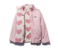 FYHTC Femmes VestePolaire Réversible Imprimé Cœur Zip Manches Longues Revers Hiver Kawaii Y2K Harajuku Peluche Dames Blouson Hiver Paire Chaude Streetwear(Pink,Large)