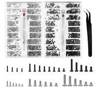 Fyihoxi 1000 Pcs Kit de Vis de Réparation Minuscule Micro M1.2 M1.4 M2 Micro Visserie avec un Tournevis et une Pince à épiler pour Lunettes, Lunettes de Soleil, Montres