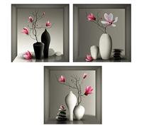 Fyihoxi 3 Pièces Stickers Muraux 3D Pour Vases 30 * 30cm Autocollant Mural Vase 3D Pour Salon, Chambre À Coucher, Cuisine, Bureau