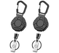 Fyihoxi Porte-clés Retractable 2 Pièces Porte Badge Enrouleur Porte-Badge Clés Rétractable Avec Ressort Renforcé porte-carte d'identité tactique avec bobine de badge rétractable de 31 pouces,noir