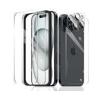 Fylnatc 2×Anti-Espion Verre Trempé pour iPhone 15 Plus + 2×Protection Camera Objectif Arriere appareil Photo + 1×Arrière Film Protection écran avec Outil d'Installation Facile, Privacy Glass Anti-Spy
