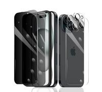 Fylnatc 2 protecteurs d'écran de confidentialité pour iPhone 15 Plus + 2 protecteurs d'objectif d'appareil photo + 1 film arrière en verre trempé + 1 cadre d'installation, anti-espion dureté 9H, sans