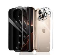 Fylnatc 2 protecteurs d'écran de confidentialité pour iPhone 16 Pro + 2 protecteurs d'objectif d'appareil photo + 1 film arrière en verre trempé + 1 cadre d'installation, anti-espion dureté 9H, sans