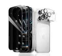 Fylnatc 2 protecteurs d'écran de confidentialité pour iPhone 17 Pro + 2 protecteurs d'objectif d'appareil photo + 1 cadre d'installation, film en verre trempé anti-espion, dureté 9H, installation