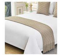Fymlok Chemin de Lit pour Pied Drapeau de lit, écharpe, léger, Luxe, séjour chez l'habitant, hôtel, tricoté, Couvre-lit d'hôtel(Khaki B,60 * 260cm)
