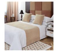 Fymlok Chemin de Lit pour Pied Drapeau de lit, écharpe, léger, Luxe, séjour chez l'habitant, hôtel, tricoté, Couvre-lit d'hôtel(Khaki A,60 * 210cm)