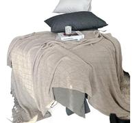 Fymlok Chemin de Lit pour Pied Drapeau de lit, Serviette, Couvre-lit Luxe, Couleur Unie, for la Maison et l'hôtel(Khaki A,130 * 260cm)