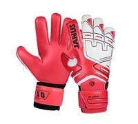 Fymlok Gants de Gardien de But Gants de Gardien Protection des Doigts Thicken Latex Football Gardien But Objectif(White Red,10)