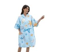 Fymlok Poncho Surf Femme Ponchos de Surf Serviette Change Séchage Rapide Nager avec Poche Grande Taille Tissu éponge Hommes Femmes(Blue Shell)