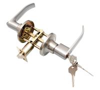 Fymlok Ronde Bouton Serrure Verrouillage Porte Serrure à levier de porte en acier inoxydable, poignée d'entrée clé avec 3 clés for remplacement bouton intérieure bureau domicile