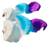 Fymlok Voile de Danse éventail 1 Ventilateur Droit + Gauche, éventail en Soie USO apto Para Danse du Ventre(25,120cm-90cm)