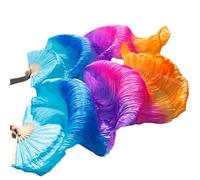 Fymlok Voile de Danse éventail 1 Ventilateur Droit + Gauche, éventail en Soie USO apto Para Danse du Ventre(01,150cm-90cm)