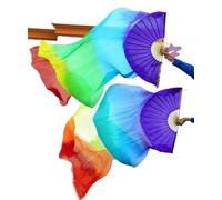 Fymlok Voile de Danse éventail 1 Ventilateur Droit + Gauche, éventail en Soie USO apto Para Danse du Ventre(12,180cm-90cm)