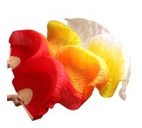 Fymlok Voile de Danse éventail Éventail de Danse du Ventre en Soie véritable, Long éventail, Couleur dégradée(18,180- Imitation Silk)