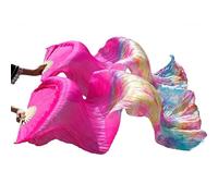 Fymlok Voile de Danse éventail Éventails de Danse du Ventre en Soie, Imitation, Main Gauche et Droite, 150/180x90 Cm(7,120x90cm Real Silk)