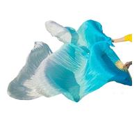 Fymlok Voile de Danse éventail Éventails en Tissu de Soie 1 Paire d'éventails Danse du Ventre Faits à la Main for Femmes Blanc + Vert 180 * 90(21,230x90cm Real Silk)