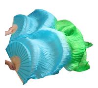 Fymlok Voile de Danse éventail Éventails en Tissu de Soie véritable, 1 Paire d'éventails Danse du Ventre USO apto Para Femmes, 180x90(22,150cm Imitation Silk)