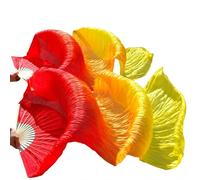 Fymlok Voile de Danse éventail Ventre Dance Soie Veil Fans 1 Paire en Gros Classic Taille Classique Ribs Ventilateurs de Soie Performance Personnes Personnalisé(49,180x90cm)