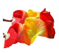 Fymlok Voile de Danse éventail Ventre Dance Soie Veil Fans 1 Paire en Gros Classic Taille Classique Ribs Ventilateurs de Soie Performance Personnes Personnalisé(1,150x90cm)