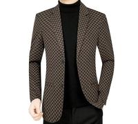FYMLP à carreaux marron for homme, coupe slim, deux boutons, style vintage moderne, idéal for le travail ou le quotidien(XXL)