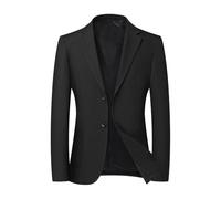 FYMLP All Match Men's Black Slim Fit Suit Classic Business Casual Blazers Stylish Suit Jacket for Wedding Party(L)