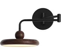 FYMLP Bedside Wall Mount Lights Modern Adjustable Swing Arm Wall Sconce Nordic Retro Iron Dimmable Wall Lamps for Bedroom Reading Study(Walnut)