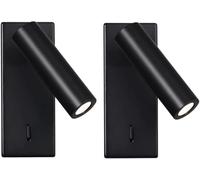 FYMLP Bedside Wall Sconces Set of Two Adjustable Black Aluminum Lamp Head Wall Light 3W Warm Light Wall Lamps for Bedroom Mirror Vanity(2PACK)