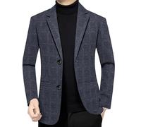 FYMLP Blue Two Button Suit Jacket Versatile Business Casual Suit Coat Mens Fashionable Slim Fit Blazers(XL)