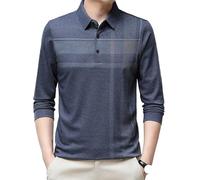 FYMLP Comfortable Loose Mens Polo Shirt Autumn Casual Long Sleeve Button Down Top(Gray,4XL)