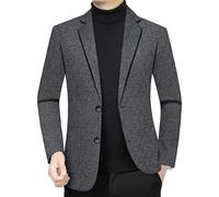 FYMLP Gray Versatile Travel Suit Jacket for Men Classic Slim Fit Wedding Blazers Formal Notched Lapel Business Suit(3XL)