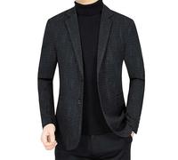 FYMLP Korean Style All Match Blazers for Men Black Gray Casual Slim Fit Suit Jackets Autumn Trendy Casual Suit Coat(L)