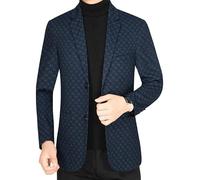 FYMLP Korean Style Casual Suit Coat for Men Navy Blue Slim Fit Suit Jackets Spring Business Comfortable Blazers(XXL)