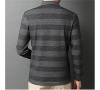 FYMLP Men Casual Turn Down Collar Polo Shirt Spring Long Sleeve Breathable Striped Top(Dark Gray9,XXL)