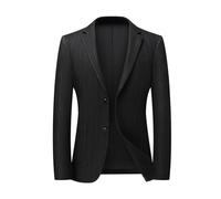 FYMLP Men's All Match Black Blazers Slim Fit Korean Style Suit Jacket Lightweight Fashionable Wedding Prom Suit Coat(XL)