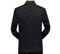 FYMLP Men's Black Print Blazers Slim Fit Casual Business Suit Jacket Stylish Elegant Design for Work Party Social Events(XXL)